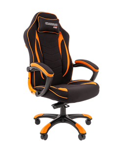 Кресло игровое CHAIRMAN GAME 28 Полиэстер комбинированная ткань оранжевый/черный в Симферополе