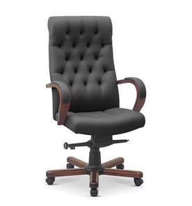 Кресло для руководителя Status, натуральная кожа с компаньоном /серая/дерево - орех аида в Симферополе