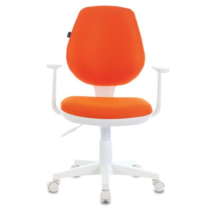 Кресло компьютерное Brabix Fancy MG-201W (с подлокотниками, пластик белый, оранжевое) 532410 в Симферополе - изображение