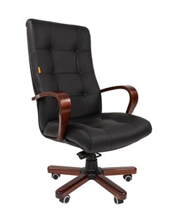 Кресло компьютерное CHAIRMAN 424 WD Кожа черная в Симферополе