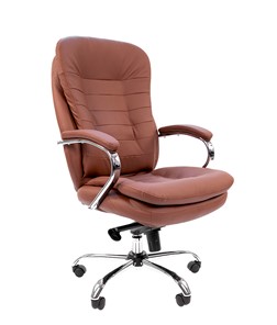 Кресло офисное CHAIRMAN 795 кожа, цвет коричневый в Симферополе