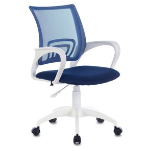 Офисное кресло Brabix Fly MG-396W (с подлокотниками, пластик белый, сетка, темно-синее) 532399 в Симферополе