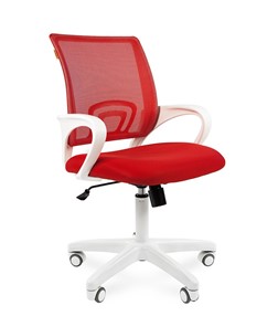 Кресло компьютерное CHAIRMAN 696 white, ткань, цвет красный в Симферополе
