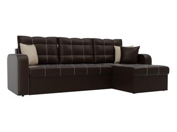 Угловой диван с оттоманкой Ливерпуль, Коричневый (экокожа) в Симферополе
