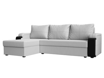 Угловой раскладной диван Николь лайт, Белый/Черный (экокожа) в Симферополе