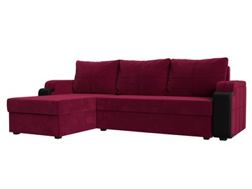 Угловой раскладной диван Николь лайт, Бордовый/Черный (микровельвет/экокожа) в Симферополе