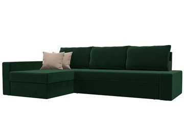 Угловой раскладной диван Версаль, Зеленый/Бежевый (велюр) в Симферополе
