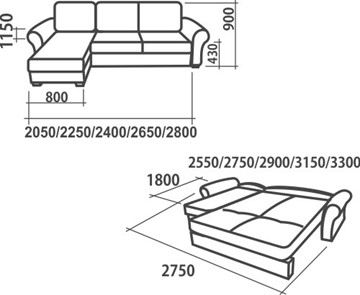 Угловой диван Аккордеон-1, 290 (круглые подлокотники) с коробом в Симферополе - предосмотр 2