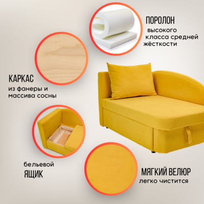 Диван-кровать левая Тедди желтый в Симферополе - изображение 18