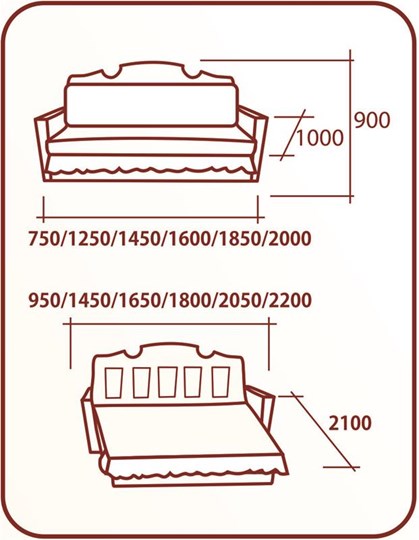 Прямой диван Аккордеон Бук 155, НПБ, Классика в Симферополе - изображение 1