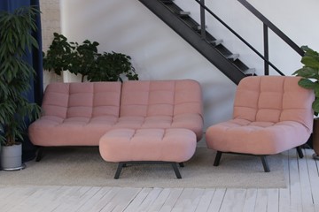 Комплект мебели Абри розовый кресло + диван + пуф опора металл в Симферополе