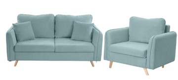 Комплект мебели Бертон голубой диван+ кресло в Симферополе
