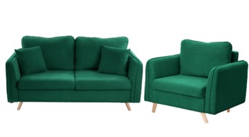 Комплект мебели Бертон изумрудный диван+ кресло в Симферополе