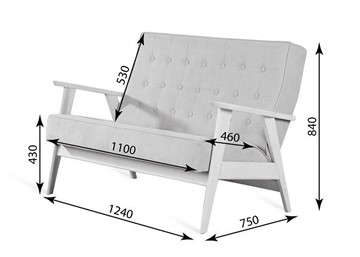 Прямой диван Ретро, двухместный (беленый дуб / RS 29 - бирюзовый) в Симферополе - предосмотр 3