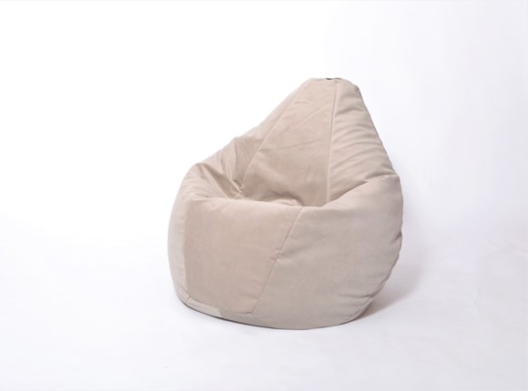 Кресло-мешок Груша среднее, велюр однотон, бежевое в Симферополе - изображение