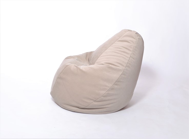 Кресло-мешок Груша среднее, велюр однотон, бежевое в Симферополе - изображение 2