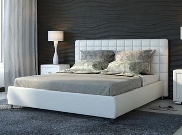 Кровать двуспальная Corso-3 200x200, Экокожа (Белый) в Симферополе