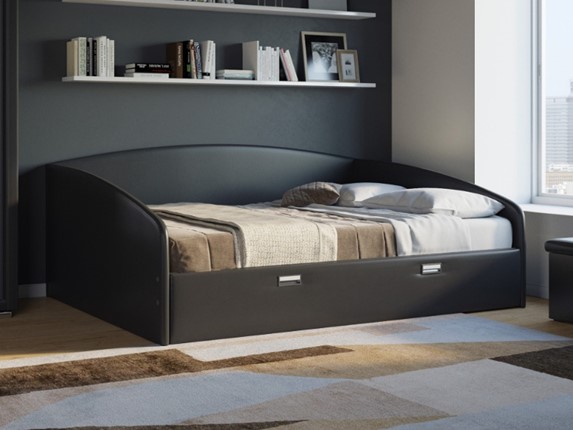 Кровать спальная Bono 160х200, Экокожа (Черный) в Симферополе - изображение