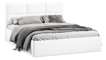 Кровать спальная с подъемным механизмом с заглушиной Стелла тип 1 (Экокожа белая Polo) в Симферополе
