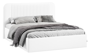 Кровать спальная с подъемным механизмом с заглушиной Тиффани тип 1 (Экокожа белая Polo) в Симферополе