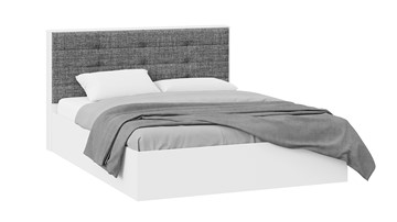 Двуспальная кровать с подъемным механизмом Тесса (Белый Жемчуг/Рогожка серая) в Симферополе