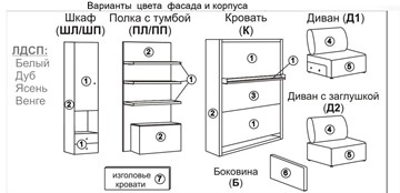 Кровать-трансформер Smart (ШЛ+К 1400), шкаф левый в Симферополе - предосмотр 2
