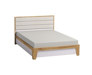 Полутороспальная кровать Айрис 308 1400 с гибкими ламелями металл, Белый-Дуб золотистый в Симферополе