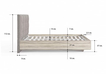 Кровать с подъемным механизмом Victoria (ясень анкор) 140х200 в Симферополе - предосмотр 1