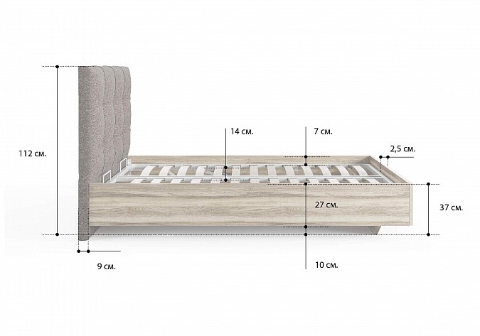 Кровать с подъемным механизмом Victoria (ясень анкор) 140х200 в Симферополе - изображение 1