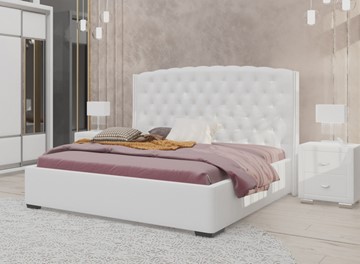 Кровать в спальню Dario Slim 160x200, Экокожа (Белый) в Симферополе