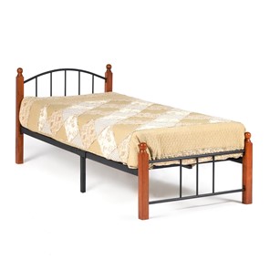 Кровать односпальная AT-915 дерево гевея/металл, 90*200 см (Single bed), красный дуб/черный в Симферополе