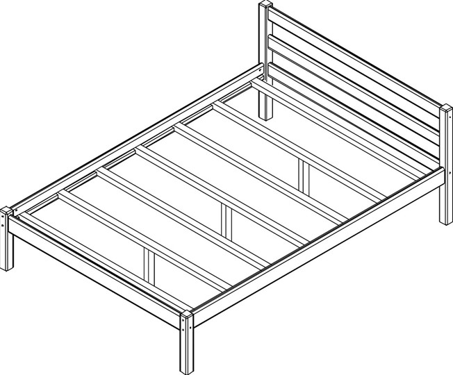 Кровать Рино с опорными брусками 90х200 массив сосны, без покрытия в Симферополе - изображение 1