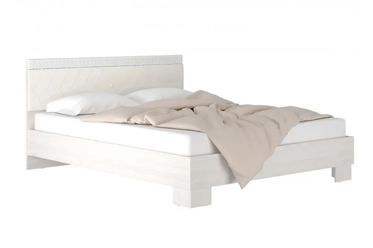Кровать 1.5-спальная Гертруда, М9, Экокожа с пуговицами без основания, белая лиственница/ясень жемчужный в Симферополе - изображение 4