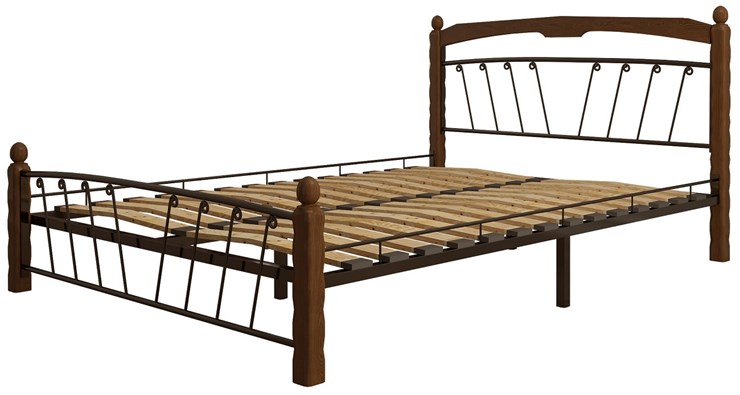 Кровать двуспальная Муза 1, 1600, черный/махагон в Симферополе - изображение 1