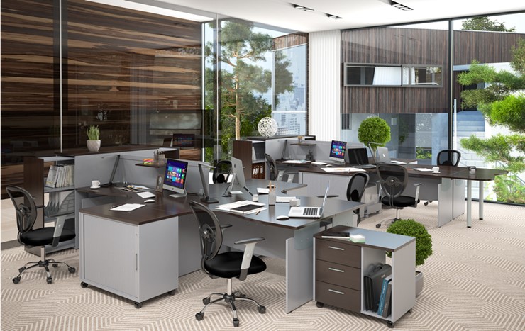 Комплект офисной мебели OFFIX-NEW для двух сотрудников и руководителя в Симферополе - изображение 1