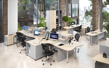 Офисный комплект мебели OFFIX-NEW для 4 сотрудников с двумя шкафами в Симферополе - предосмотр