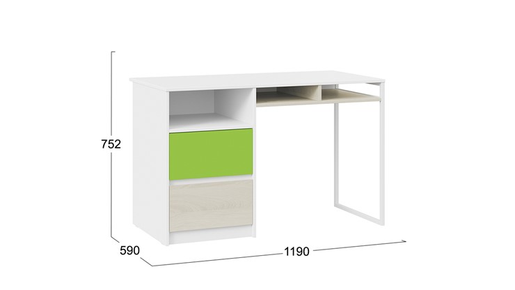 Письменный стол Сканди СМ-386.15.02-20 (Дуб Гарден, Белая, Зеленый) в Симферополе - изображение 4