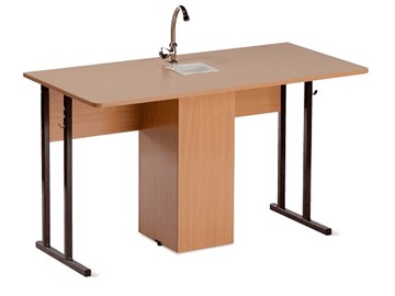 Детский стол 2-местный для кабинета химии Стандарт 5, Пластик Бук/Коричневый в Симферополе
