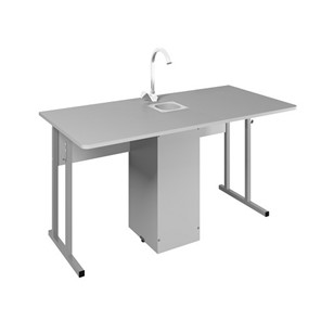 Детский стол 2-местный для кабинета химии Стандарт 6, Пластик Серый/Светло-серый в Симферополе
