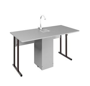 Детский стол 2-местный для кабинета химии Стандарт 7, Пластик Серый/Коричневый в Симферополе