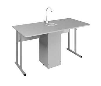 Детский стол 2-местный для кабинета химии Стандарт 7, Пластик Серый/Светло-серый в Симферополе
