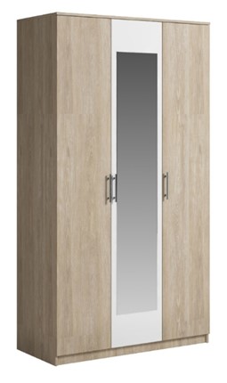 Шкаф 3 двери Светлана, с зеркалом, белый/дуб сонома в Симферополе - изображение
