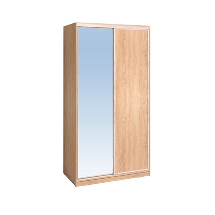 Шкаф 2-х дверный 1200 Домашний Зеркало/ЛДСП, Дуб Сонома в Симферополе - изображение