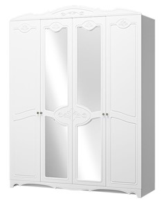 Шкаф четырехдверный в спальню Лотос ШР-4 (Белый) 2 зеркала в Симферополе