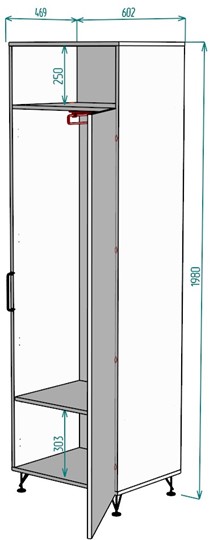 Шкаф одностворчатый Лофт H38, ДВ-Графит в Симферополе - изображение 1