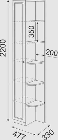 Угловой шкаф-стеллаж Беатрис М13 левый (Орех Гепланкт) в Симферополе - изображение 3