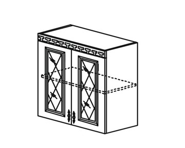 Шкаф на кухню Веста настенный двухдверный с полкой со вставкой из стекла 718*800*323мм в Симферополе