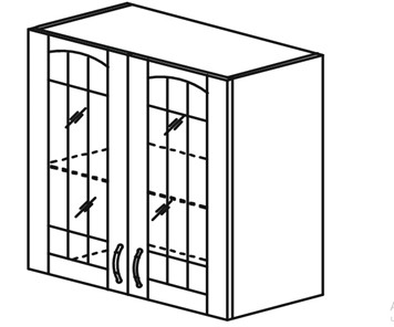 Шкаф кухонный Кантри настенный двухдверный с полкой со вставкой из стекла 718*600*320мм в Симферополе