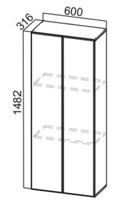 Кухонный пенал-надстройка Стайл, ПН600(912/316), МДФ в Симферополе