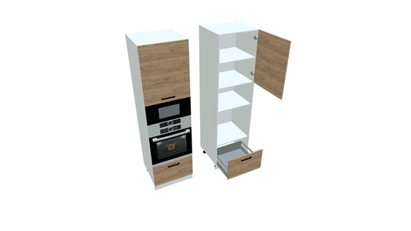Шкаф-пенал кухонный П7 3, Дуб крафт/Белый в Симферополе - изображение